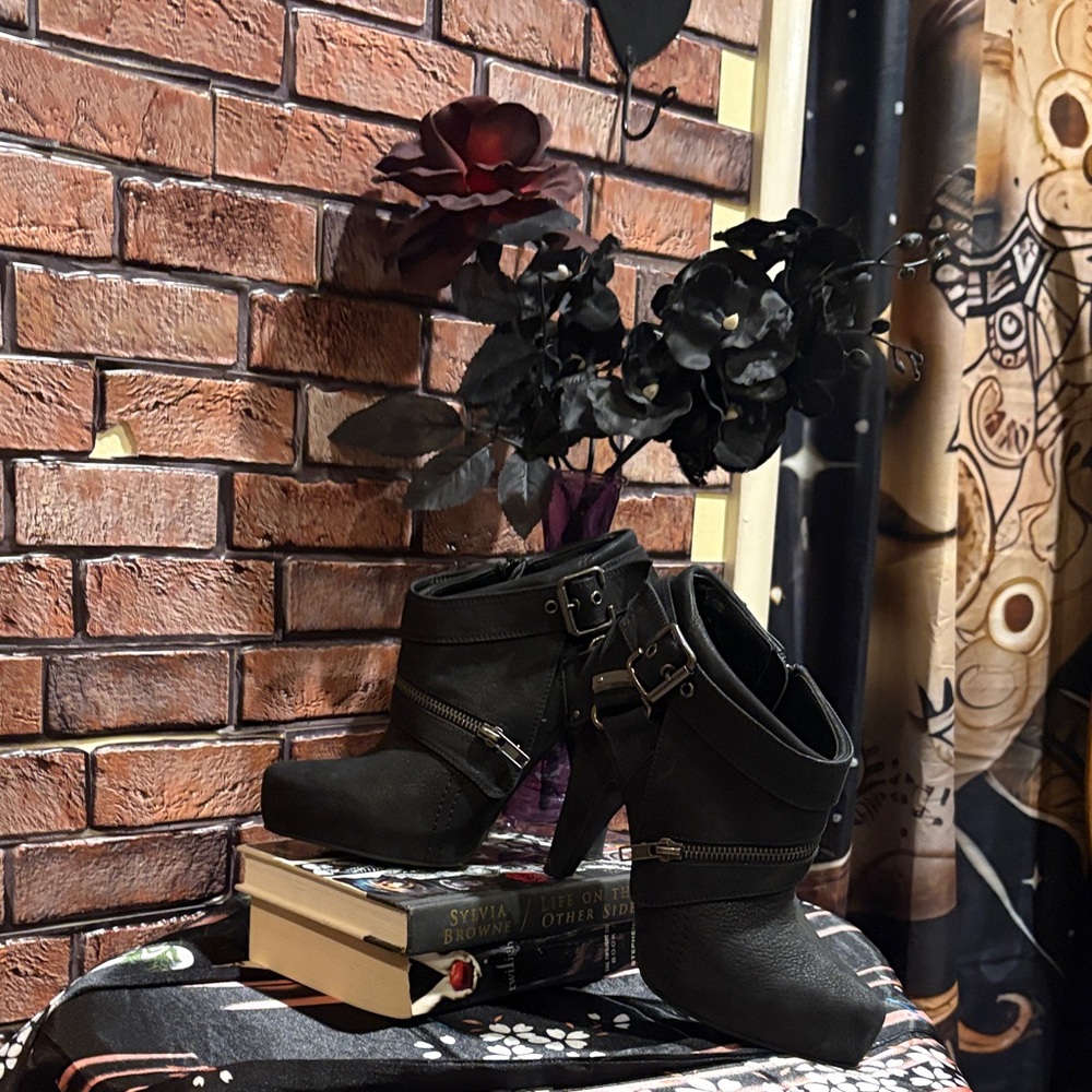 Aldo Black Ankle Boots with Buckle Detail